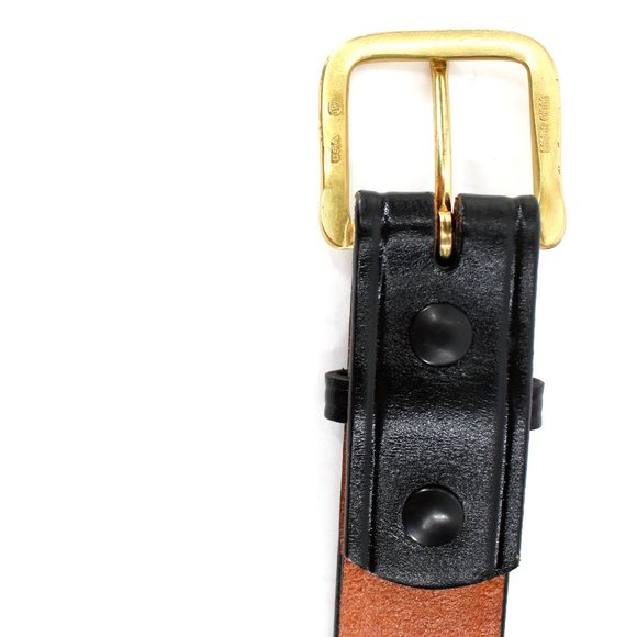Don Hume Duty Belt Black Leather Brass Buckle Police Snap Buckle Sz 48 Unisex - Picture 7 of 8